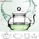 350ML-1000ML Heat Resistant Glass Teapot With Infuser Coffee Tea Leaf