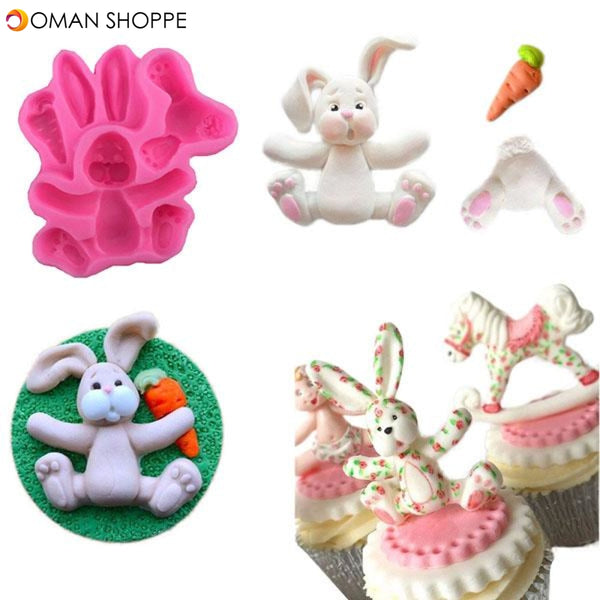 3D RABBIT Easter Bunny Silicone Mould Fondant Cake Baking Molds M116 Cupcake Tools Kitchen Accessories