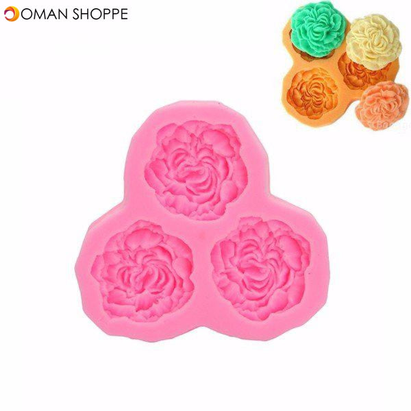 3D Silicone 3 Rose Flowers Fondant Cake Chocolate Mold Mould DIY Cake Decoration