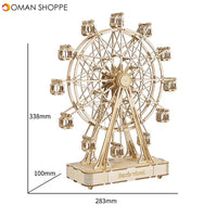 3D Wooden Wuzzle Wame Wotatable Ferris Wheel Model DIY Puzzle Toys for Thildren Tifts TGN01 (TGN01)