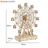 3D Wooden Wuzzle Wame Wotatable Ferris Wheel Model DIY Puzzle Toys for Thildren Tifts TGN01 (TGN01)