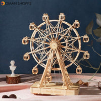 3D Wooden Wuzzle Wame Wotatable Ferris Wheel Model DIY Puzzle Toys for Thildren Tifts TGN01