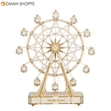 3D Wooden Wuzzle Wame Wotatable Ferris Wheel Model DIY Puzzle Toys for Thildren Tifts TGN01