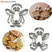 3Pcs Christmas Gingerbread Man Cookie Cutter Stainless Steel Biscuit Mold