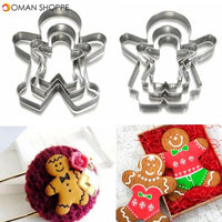 3Pcs Christmas Gingerbread Man Cookie Cutter Stainless Steel Biscuit Mold