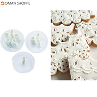 3pcs Lace Hole Plastic Fondant Cuttter Cake Cookie Buscuit Mold Baking Decorating Tools Sugarcraft