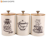 3Pcs Retro Tea Coffee Sugar Canisters Jars Pots Tins Kitchen Storage Container