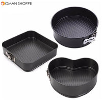 3pcs/set Non-Stick Springform Pan Removable Bottom Bakeware Carbon Steel Cake Molds Round/heart/square Cake Baking Pan B