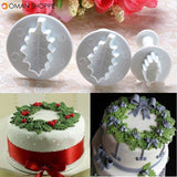 3X Christmas Holly Leaf Cake Cookie Cutter Sugarcraft Decorating Mold 