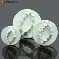 3X Christmas Holly Leaf Cake Cookie Cutter Sugarcraft Decorating Mold 