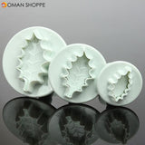 3X Christmas Holly Leaf Cake Cookie Cutter Sugarcraft Decorating Mold 