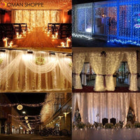 3x3M LED Garland Curtain Lights USB Power Fairy Lights Curtains For Living Control 8 Modes Remote Home Room Christmas Decoration