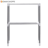 495-850mm Storage Shelf Double-layer Multi-function Telescopic Framework Kitchen Storage Rack