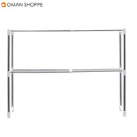 495-850mm Storage Shelf Double-layer Multi-function Telescopic Framework Kitchen Storage Rack