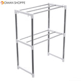 495-850mm Storage Shelf Double-layer Multi-function Telescopic Framework Kitchen Storage Rack