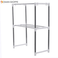 495-850mm Storage Shelf Double-layer Multi-function Telescopic Framework Kitchen Storage Rack