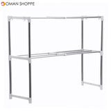 495-850mm Storage Shelf Double-layer Multi-function Telescopic Framework Kitchen Storage Rack