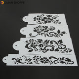 4pcs DIY Cake Cookie Flower Fondant Side Reusable Baking Stencil Wedding Decor