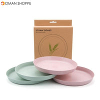 4pcs Portable Reusable Household Dishware Set Kids Adult Spoon Fork Cup Salad Soup Bowl Plate Wheat Straw Kitchen Tableware Set