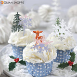 4pcs/lot White Silver Acrylic Snowflake Cake Topper DIY Christmas Cake Decor Birthday Cupcake Toppers Birthday Party Decoration