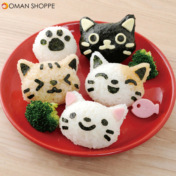  4Pcs/Set PP Kawaii Cat Rice Mold Sushi Egg Chocolate Mold DIY Kitchen Tool