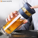 500/800/1000ML Portable Large Glass Water Bottle Double Walled Travel School Mug