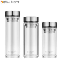 500/800/1000ML Portable Large Glass Water Bottle Double Walled Travel School Mug