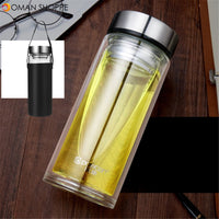 500/800/1000ML Portable Large Glass Water Bottle Double Walled Travel School Mug