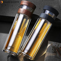 500/800/1000ML Portable Large Glass Water Bottle Double Walled Travel School Mug