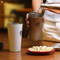 500ML Portable Coffee Vacuum Flasks Insulated Mugs Hot & Cold Cup With Handle Leakproof Stainless Steel Thermos Flask Tea Water Bottle