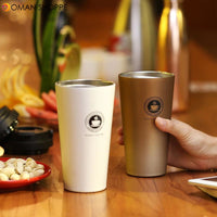 500ML Portable Coffee Vacuum Flasks Insulated Mugs Hot & Cold Cup With Handle Leakproof Stainless Steel Thermos Flask Tea Water Bottle