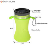 550ml Collapsible Silicone Waterproof Sport Water Bottle With Solar Energy Charge LED Camping Latern