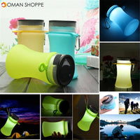 550ml Collapsible Silicone Waterproof Sport Water Bottle With Solar Energy Charge LED Camping Latern