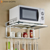 550x385x245mm Hanging Microwave Oven Stand Storage Rack Shelf Space Saving Kitchen Bracket Frame 