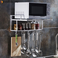 550x385x245mm Hanging Microwave Oven Stand Storage Rack Shelf Space Saving Kitchen Bracket Frame 