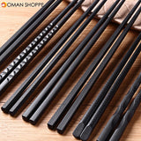 5Pairs (10 PCS) Alloy Non-Slip Reusable Chopsticks Sushi Set Chinese Food Chop Sticks Tableware