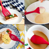 5Pcs/ Set Food-grade Silicone Non-scratch Cooking Slotted Turner Spoon Soup Ladle Spaghetti Server Scrapers Whisk Food Tongs Kitchen Utensils