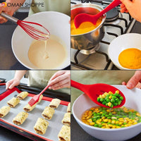 5Pcs/ Set Food-grade Silicone Non-scratch Cooking Slotted Turner Spoon Soup Ladle Spaghetti Server Scrapers Whisk Food Tongs Kitchen Utensils