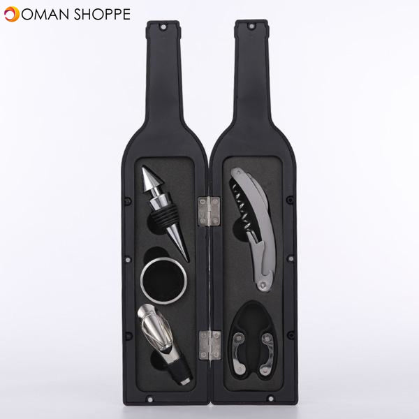 5Pcs Wine Bottle Opener Wine Bottle Shape Opener Pourer Corkscrew Foil Cutter Tools Set