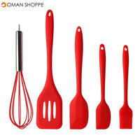 5Pcs/Set Silicone Cooking Utensils Sets Egg Beater Spoon Spatula Oil Brush Kitchenware Kit Kitchen Tools Accessories