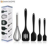 5Pcs/Set Silicone Cooking Utensils Sets Egg Beater Spoon Spatula Oil Brush Kitchenware Kit Kitchen Tools Accessories