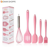 5Pcs/Set Silicone Cooking Utensils Sets Egg Beater Spoon Spatula Oil Brush Kitchenware Kit Kitchen Tools Accessories