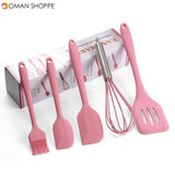 5Pcs/Set Silicone Cooking Utensils Sets Egg Beater Spoon Spatula Oil Brush Kitchenware Kit Kitchen Tools Accessories