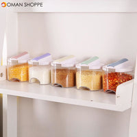 5pcs/Set Spice Jar Pepper Shaker Box Creative Transparent Seasoning Cans Kitchen Storage Container