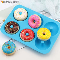 6 Even Donut Mould Silica Gel Mold 6-piece Cake Baking Round Shape DIY Tool Decorating Cake Household Tools