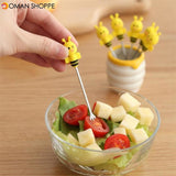 6 Pcs Silicone Bee Fruit Forks Mini Cartoon Animal Stainless Steel Salad Dessert Picks Tableware With Ceramics Pot  Table Decoration Tools for Party and Kitchen