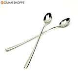 6PCS Silver Stainless Steel Spoon Set Long Handle Spoon Nordic Stirring Cocktail Coffee Dessert European Tableware