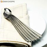 6PCS Silver Stainless Steel Spoon Set Long Handle Spoon Nordic Stirring Cocktail Coffee Dessert European Tableware