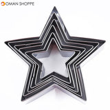 6 Pcs/Set 3D Cookie Mold Star High Quality Stainless Steel Biscuit Cookie Cutter