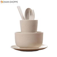 6 pcs/set Baby Children Tableware Set Wheat Straw Portable Household Dishware Set Dishes Salad Soup Bowl детская посуда